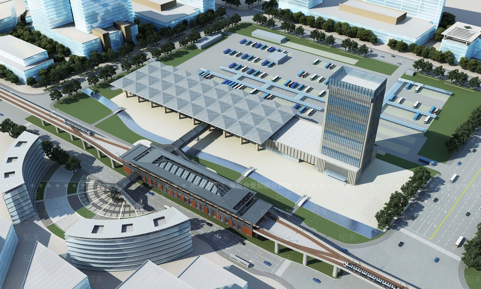 现代轻轨站台3D模型下载【ID:853259920】