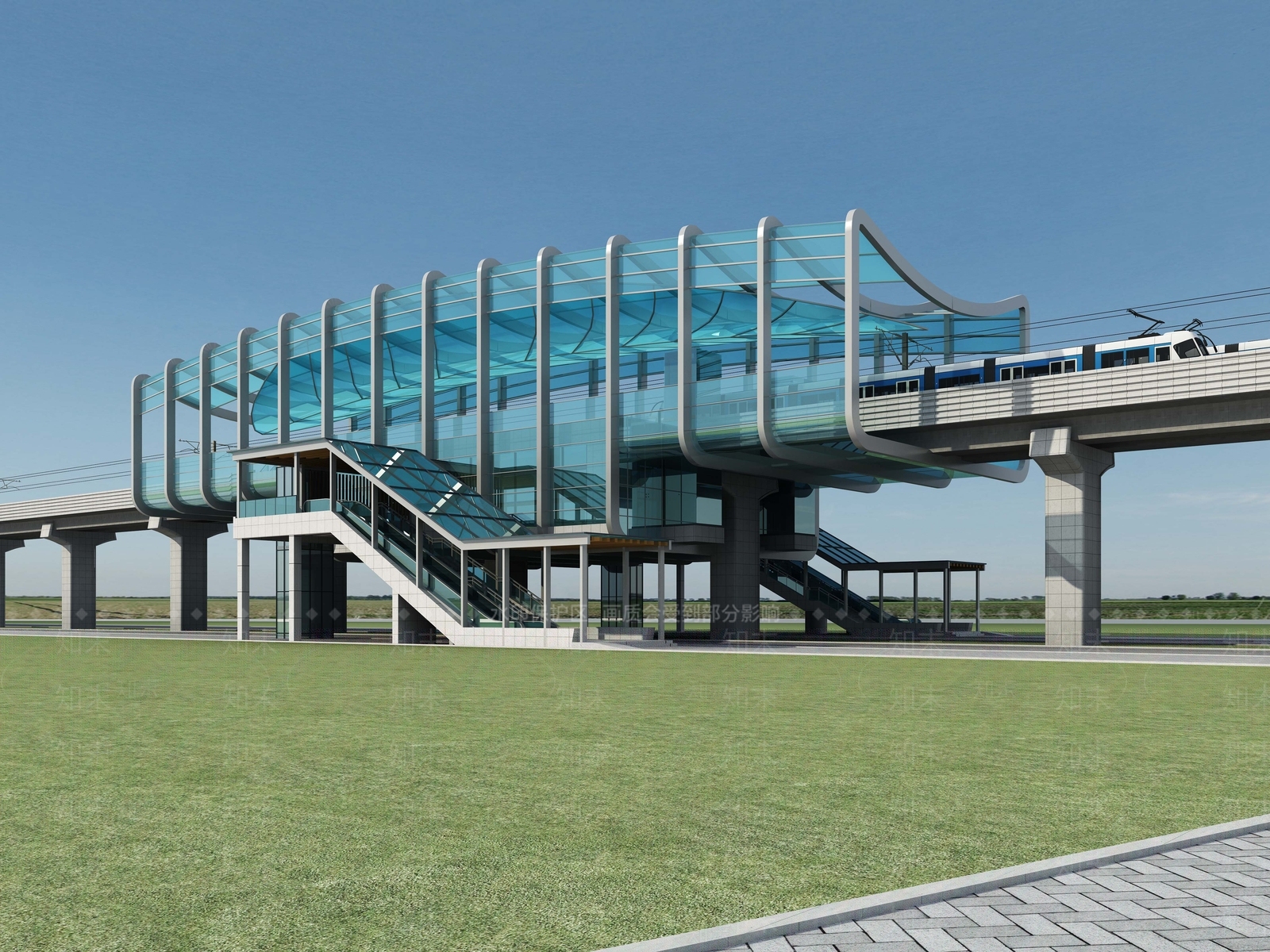 现代轻轨站台3D模型下载【ID:853268916】