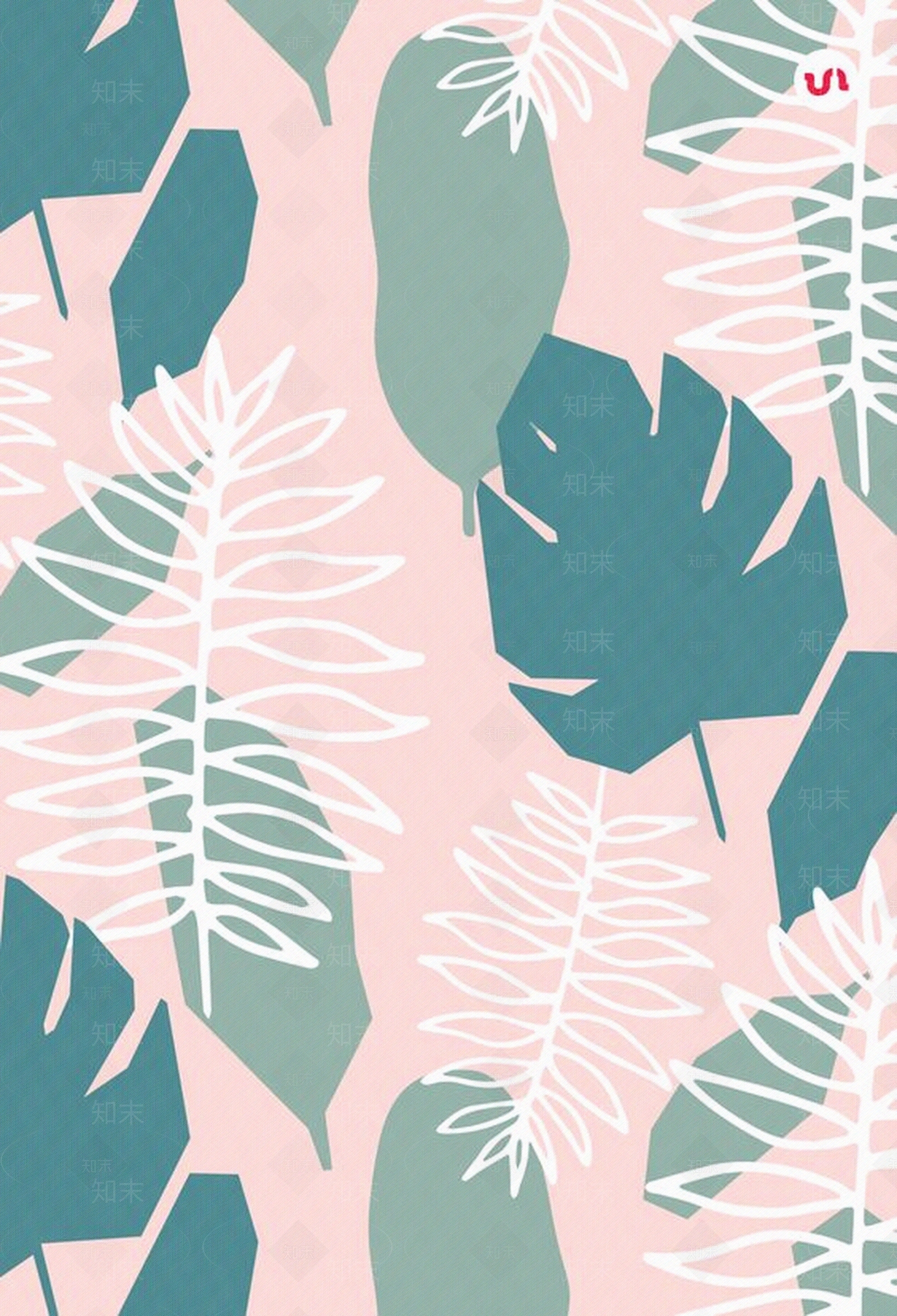 网红粉色棕榈叶壁纸贴图下载【ID:953273353】
