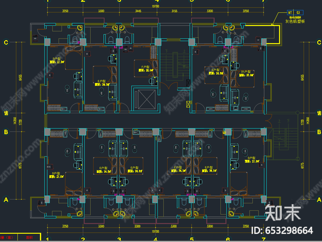 HBA-3500㎡酒店式公寓全套施工图施工图下载【ID:653298664】