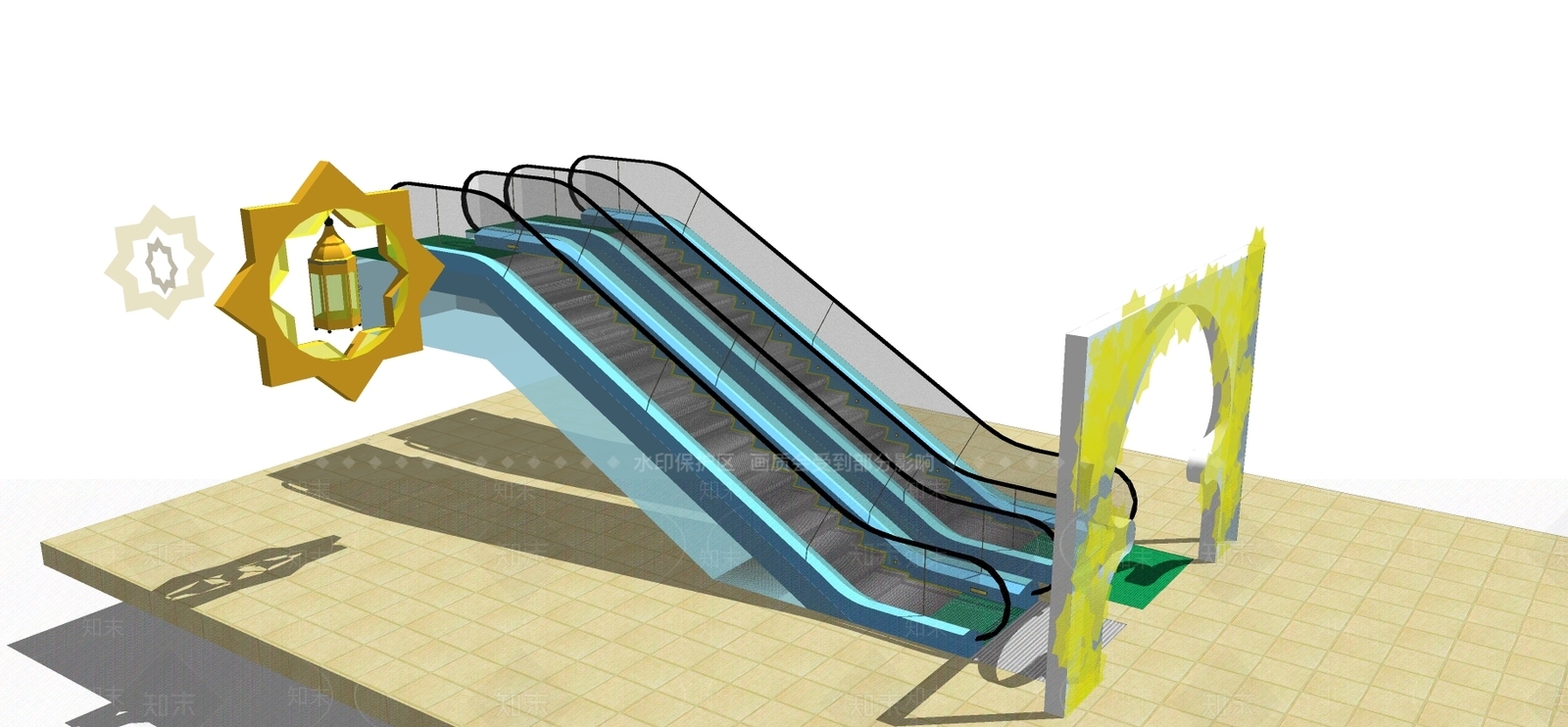 现代风格电动扶梯SU模型下载【ID:353311809】