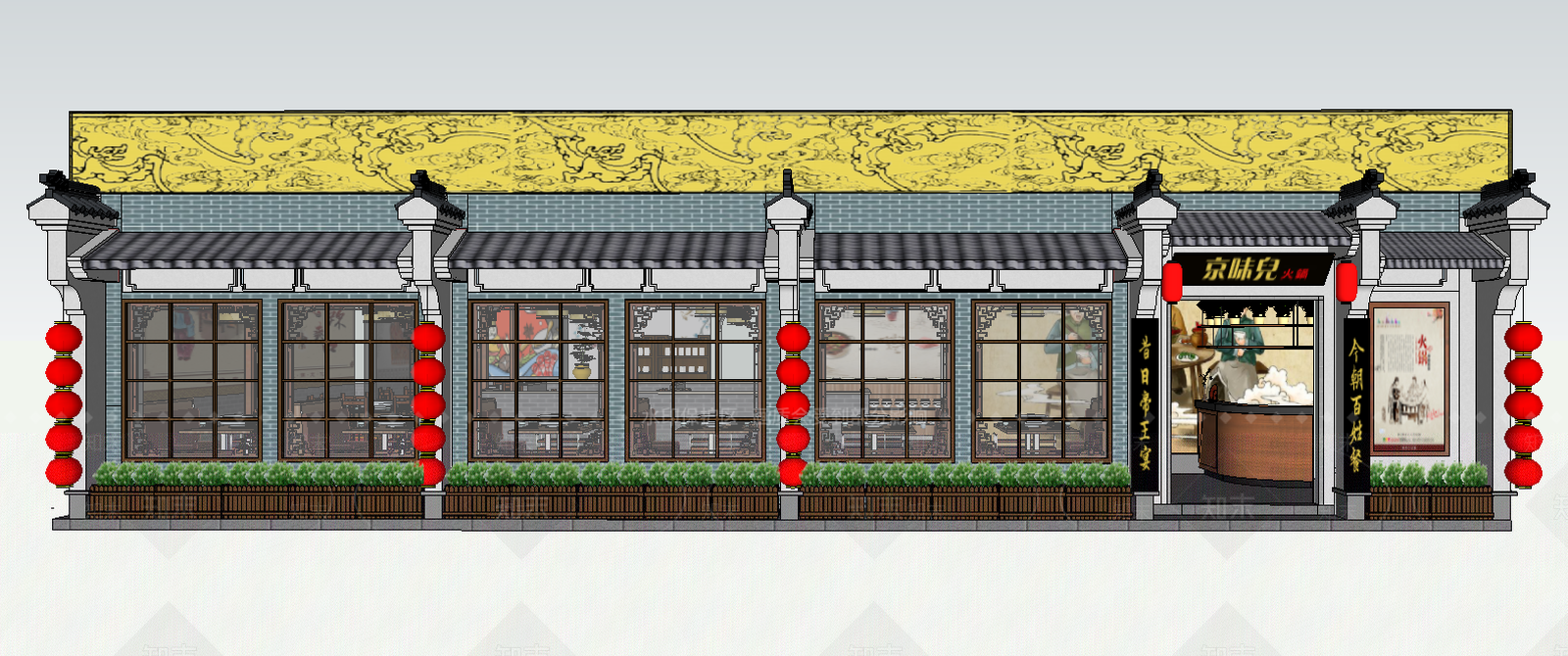 中式风格火锅店SU模型下载【ID:853327854】