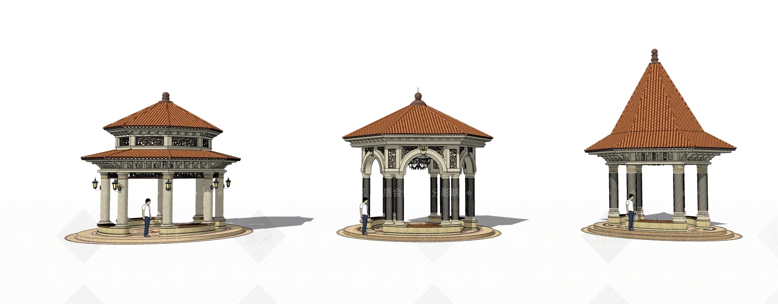 欧式风格景观廊亭SU模型下载【ID:653330829】