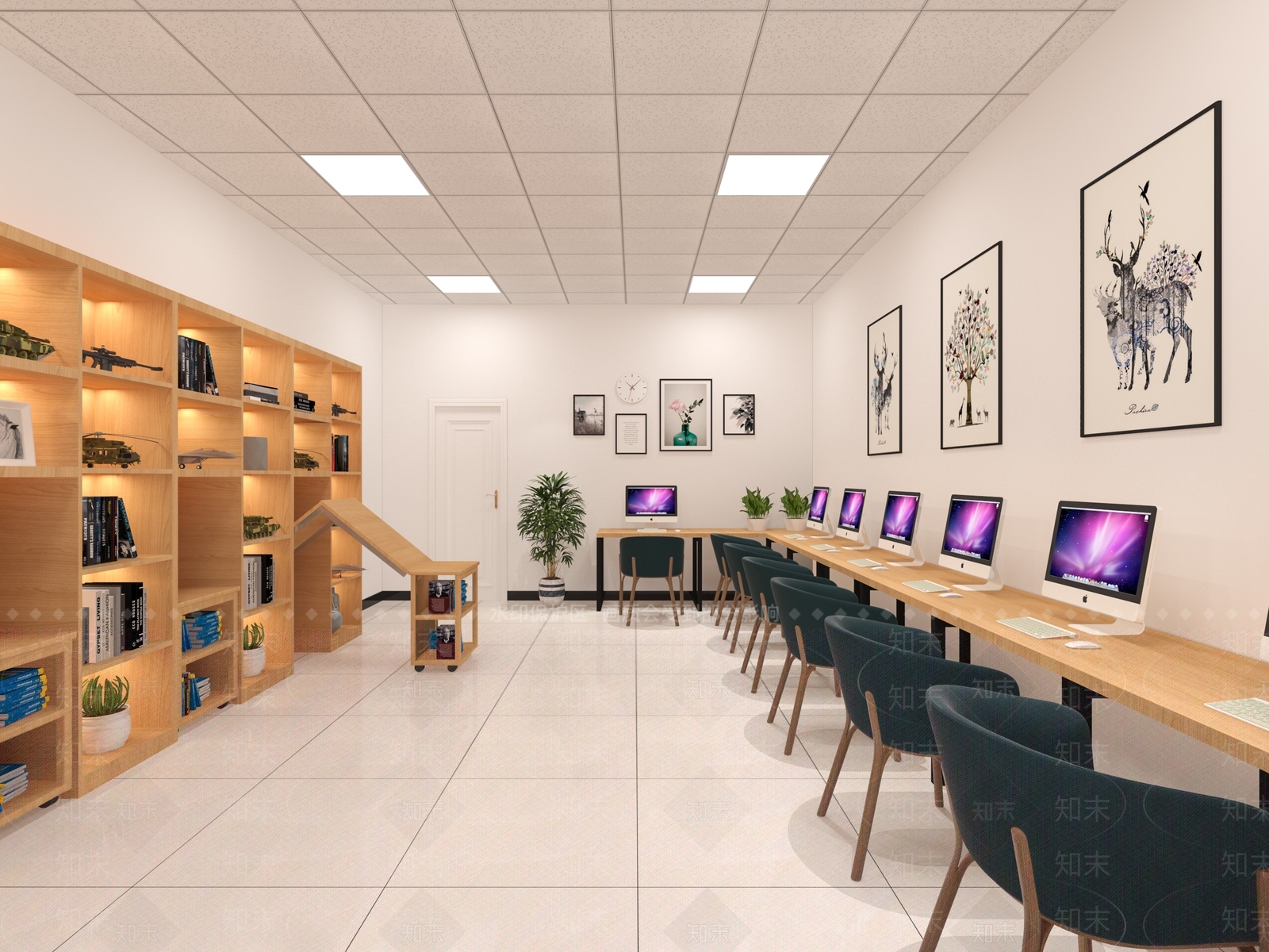 现代电子阅览室3D模型下载【ID:253331784】