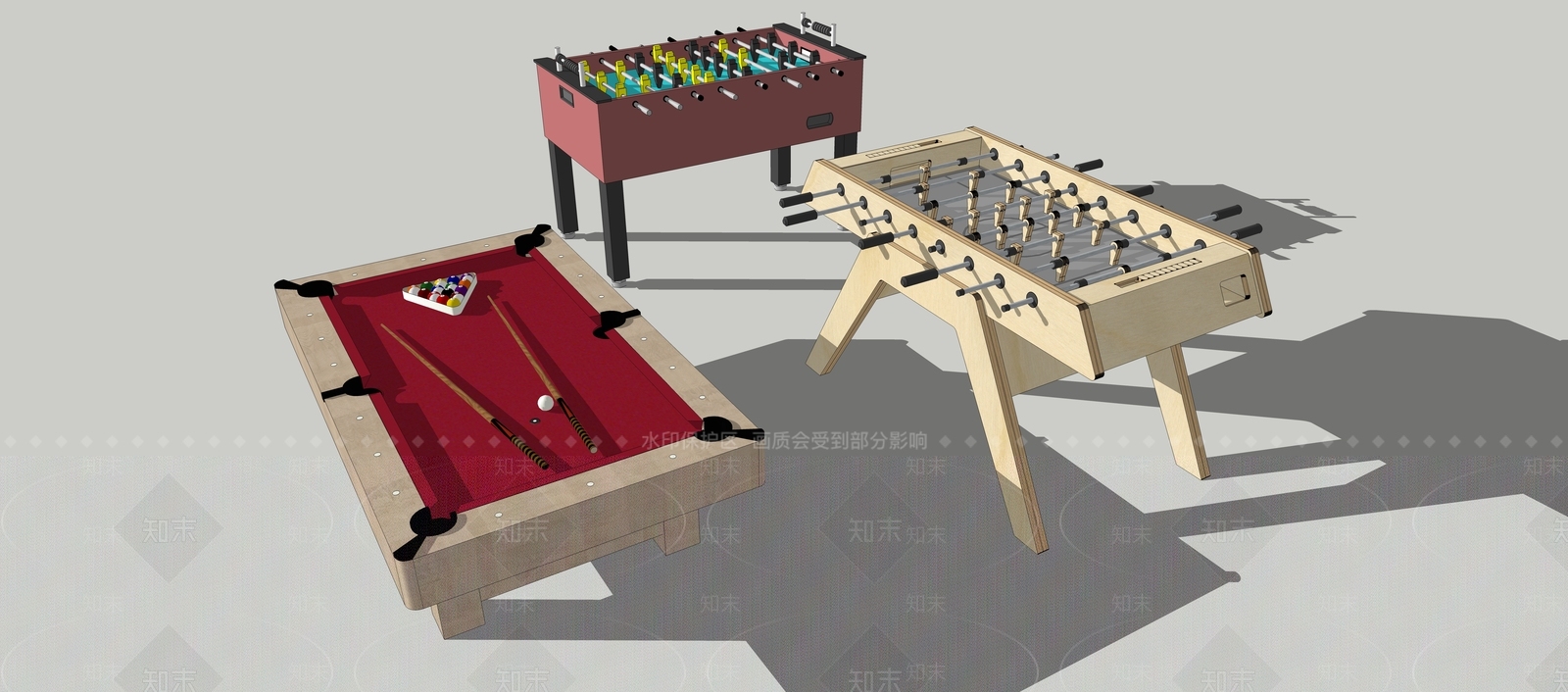 现代风格桌球SU模型下载【ID:953342695】