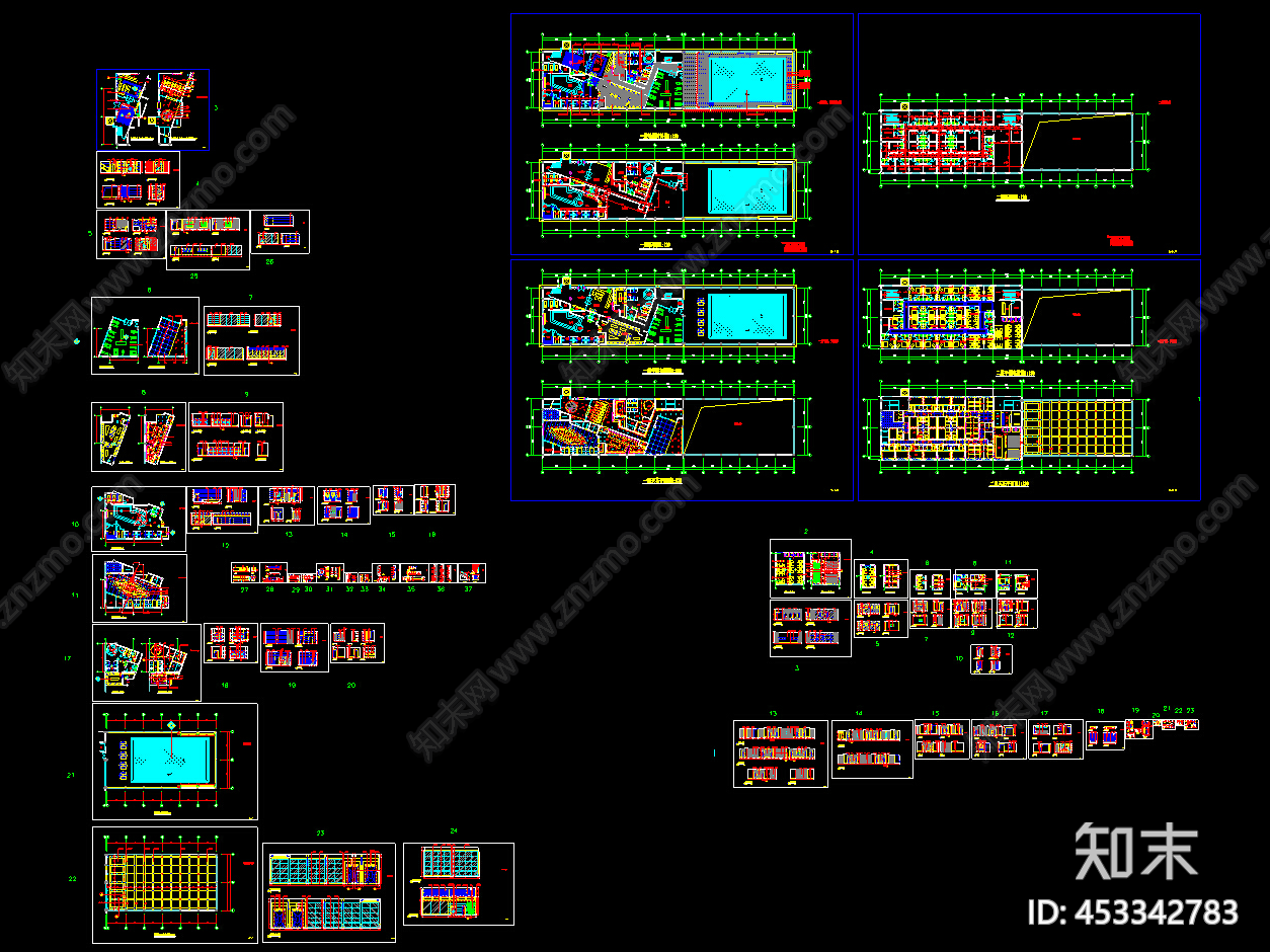 酒店桑拿游泳馆施工图cad施工图下载【ID:453342783】