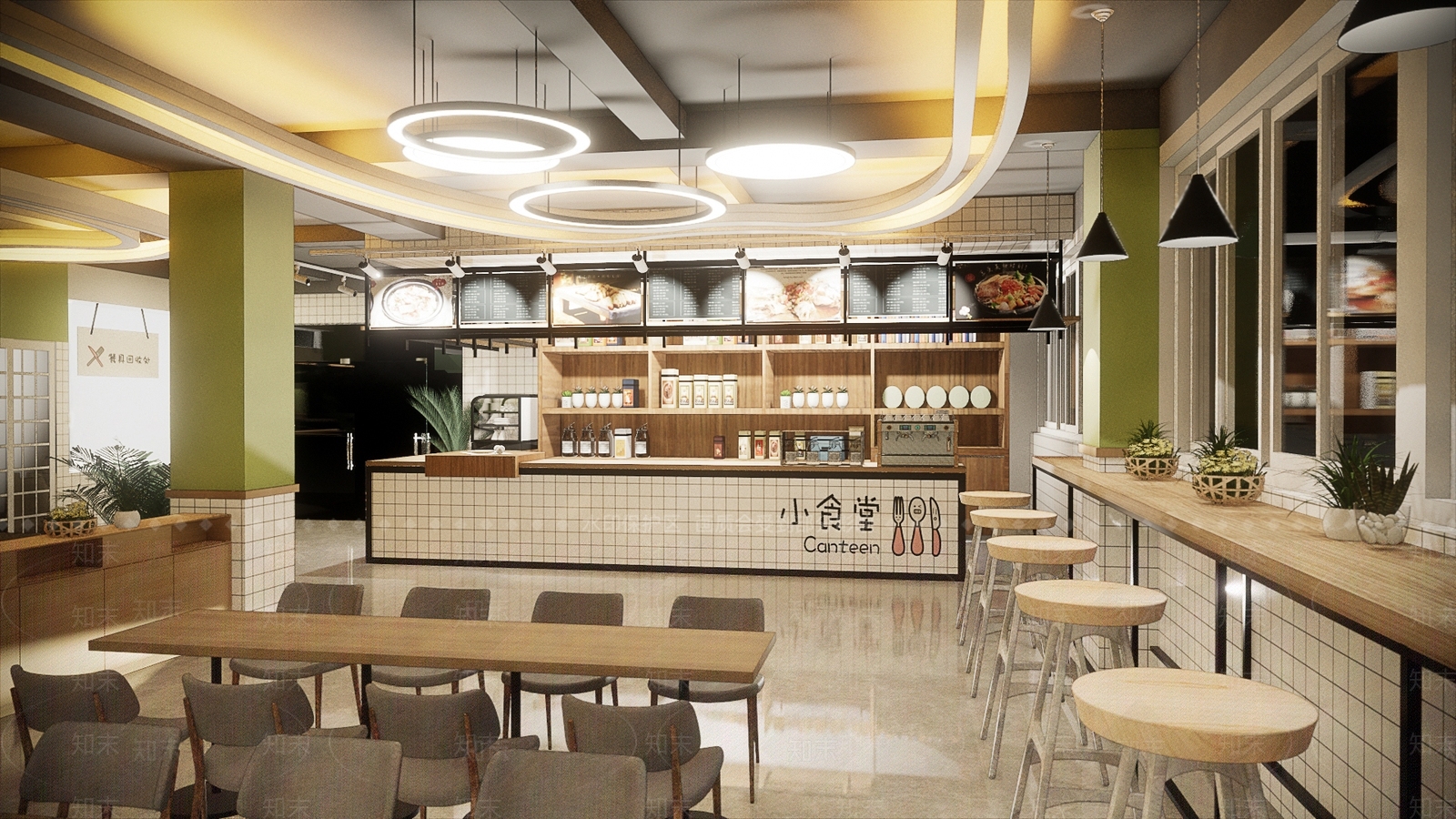 现代风格食堂SU模型下载【ID:953361776】