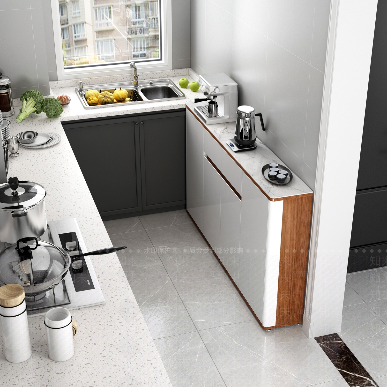 现代简约厨柜组合3D模型下载【ID:953415315】