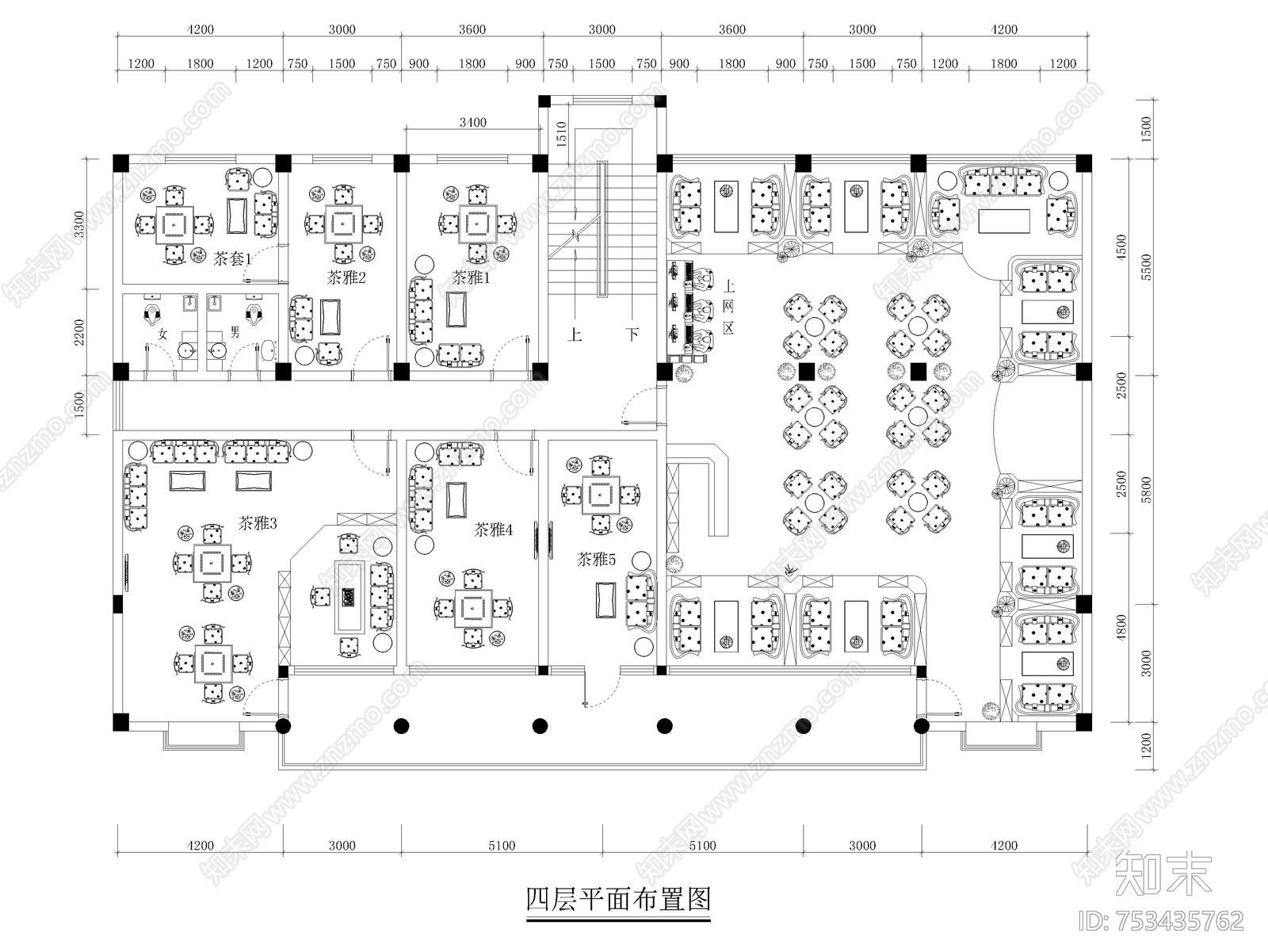 12套咖啡厅cad施工图下载【ID:753435762】