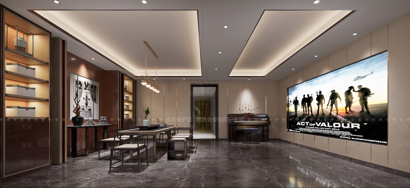 新中式茶室3D模型下载【ID:853463901】
