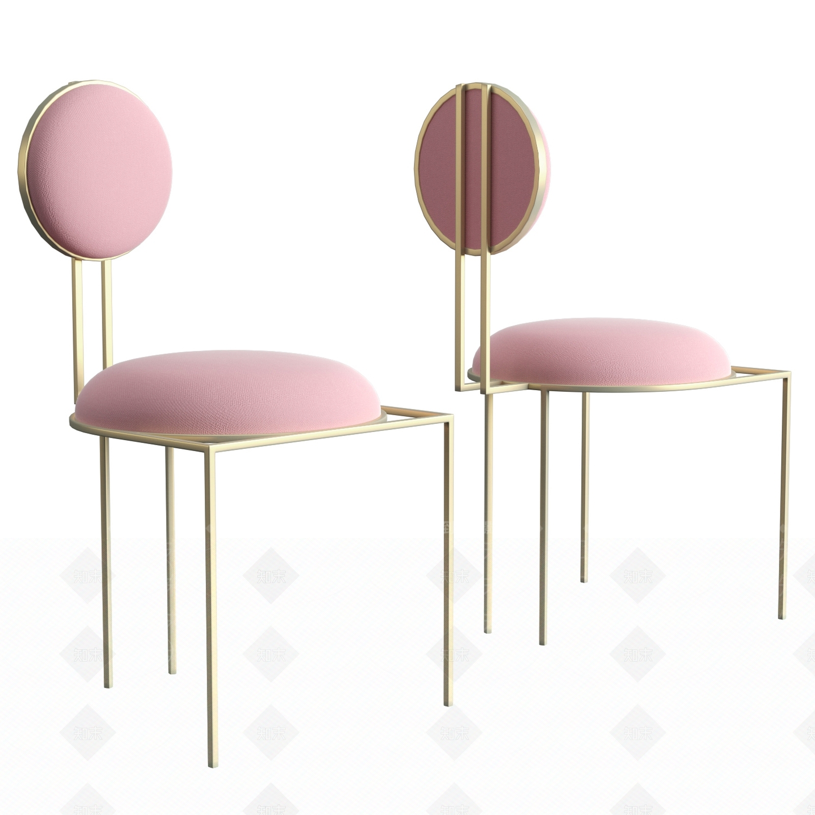 现代金属餐厅座椅3D模型下载【ID:353465041】