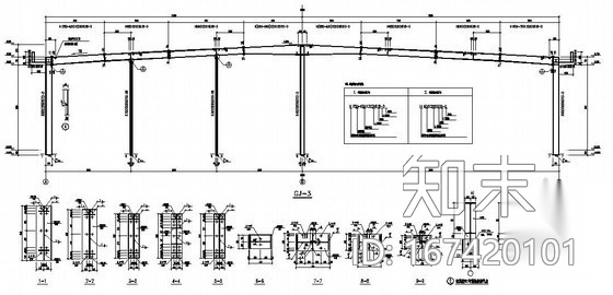 24米跨钢结构厂房刚架节点详图cad施工图下载【ID:167420101】