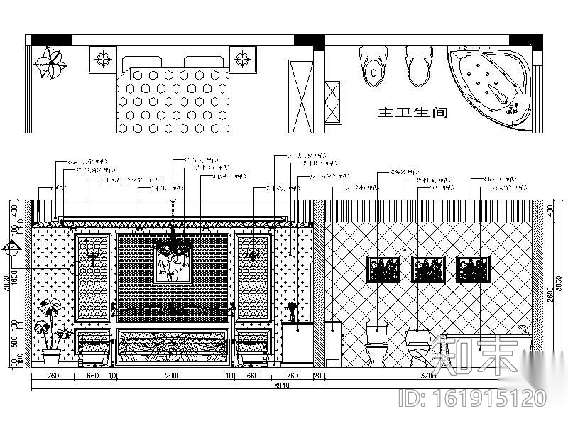 [重庆]某四层联排别墅装修图cad施工图下载【ID:161915120】