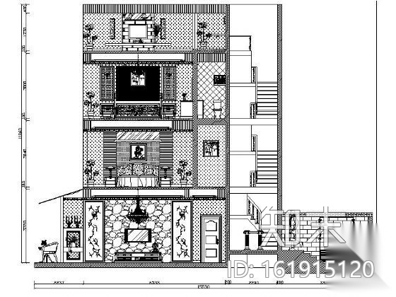 [重庆]某四层联排别墅装修图cad施工图下载【ID:161915120】