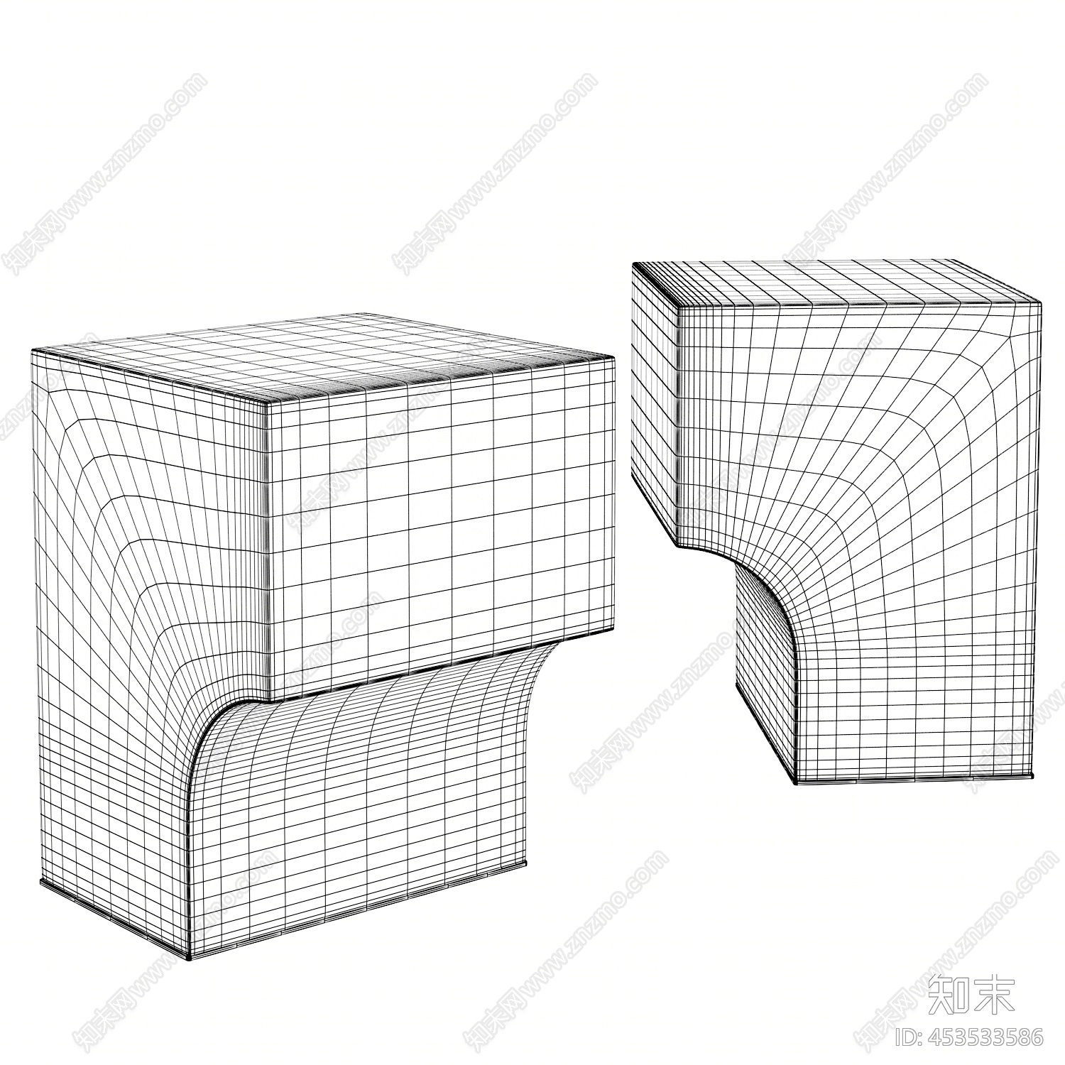 现代石墩坐凳3D模型下载【ID:453533586】