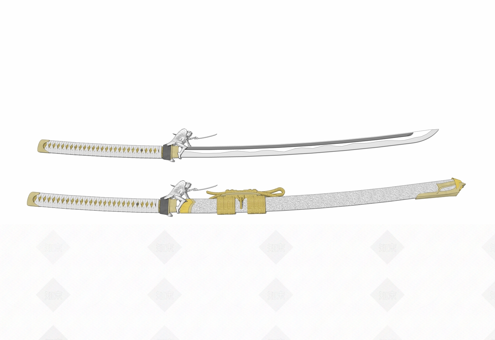 日式风格刀剑SU模型下载【ID:853537878】
