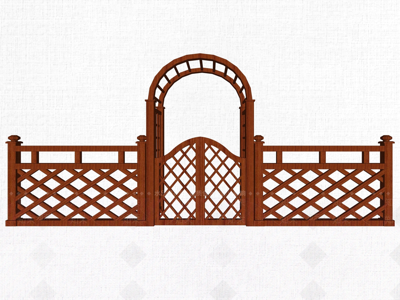 中式风格花拱廊架SU模型下载【ID:153542758】