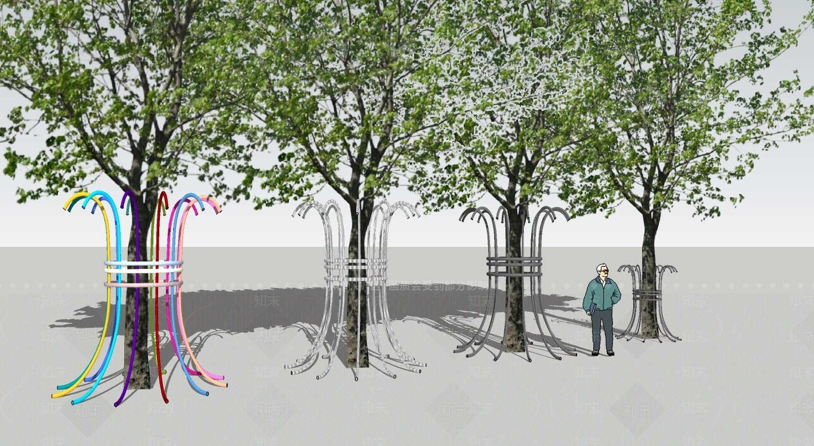 现代风格人行道改造SU模型下载【ID:953553775】