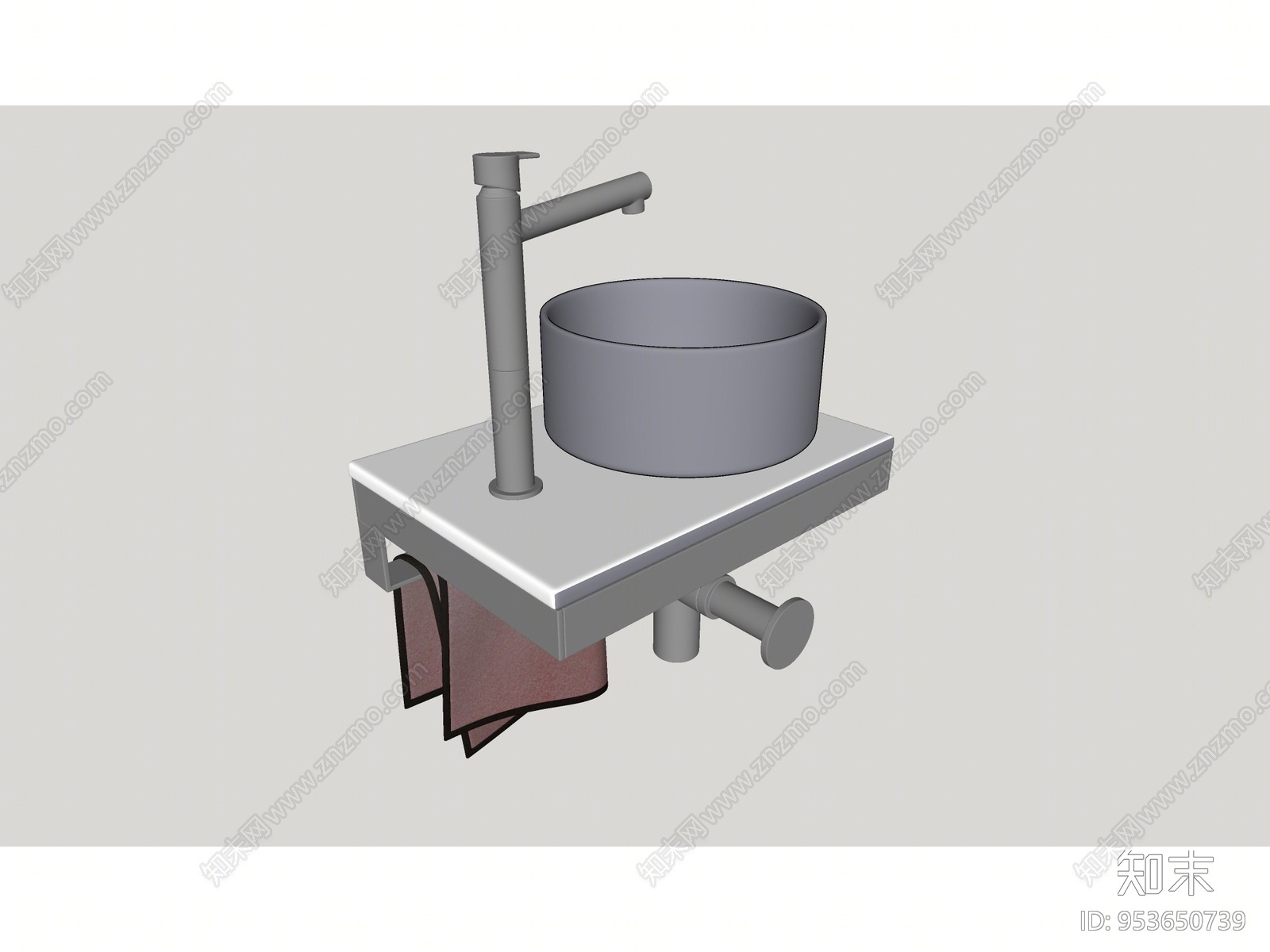现代风格洗手台SU模型下载【ID:953650739】