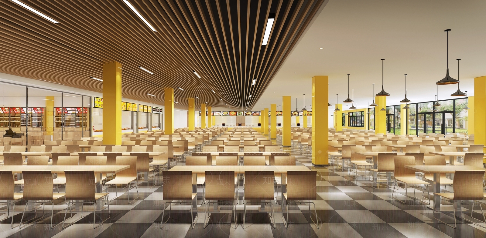 现代食堂餐厅3D模型下载【ID:753679723】