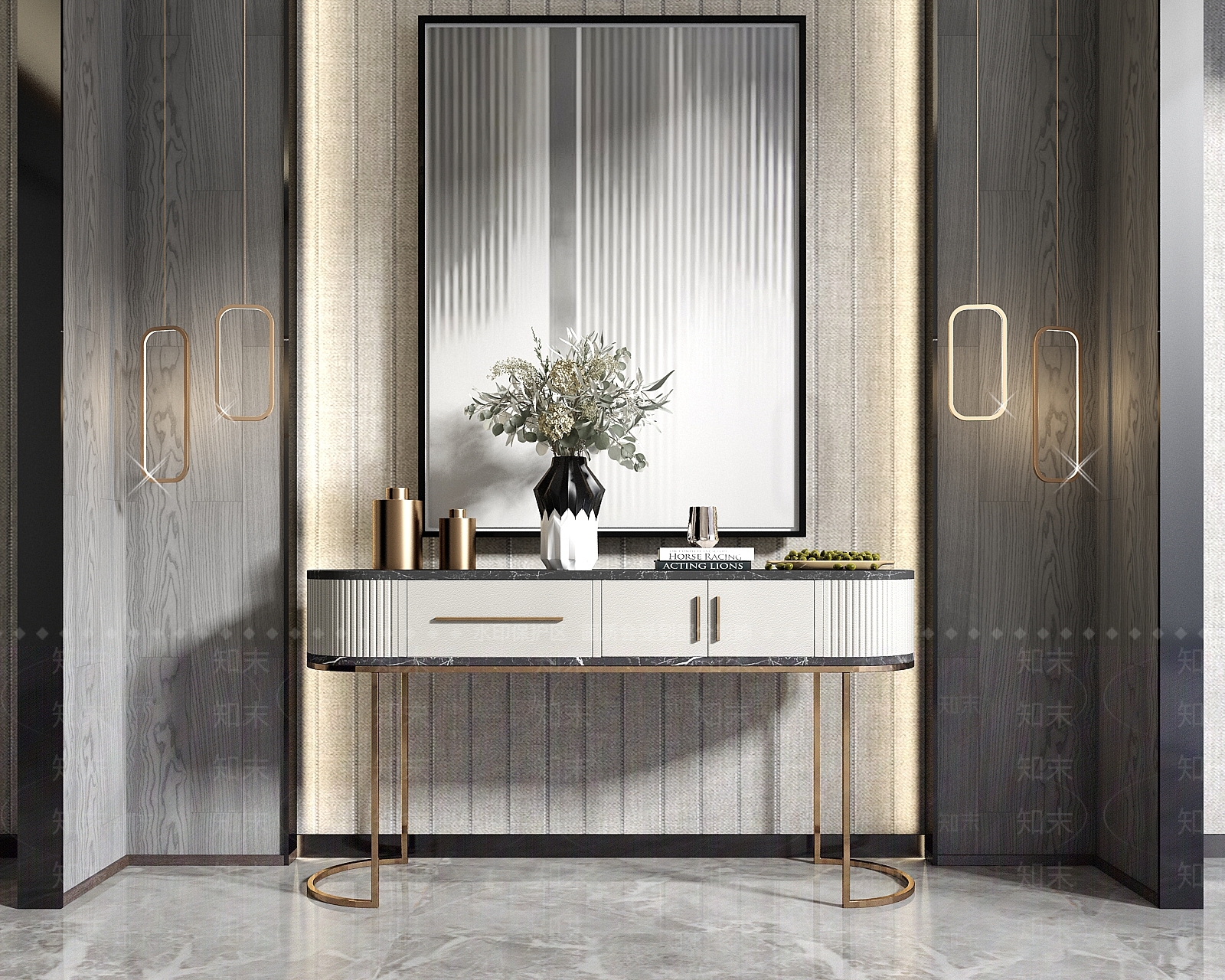 新中式玄关案几3D模型下载【ID:253686491】