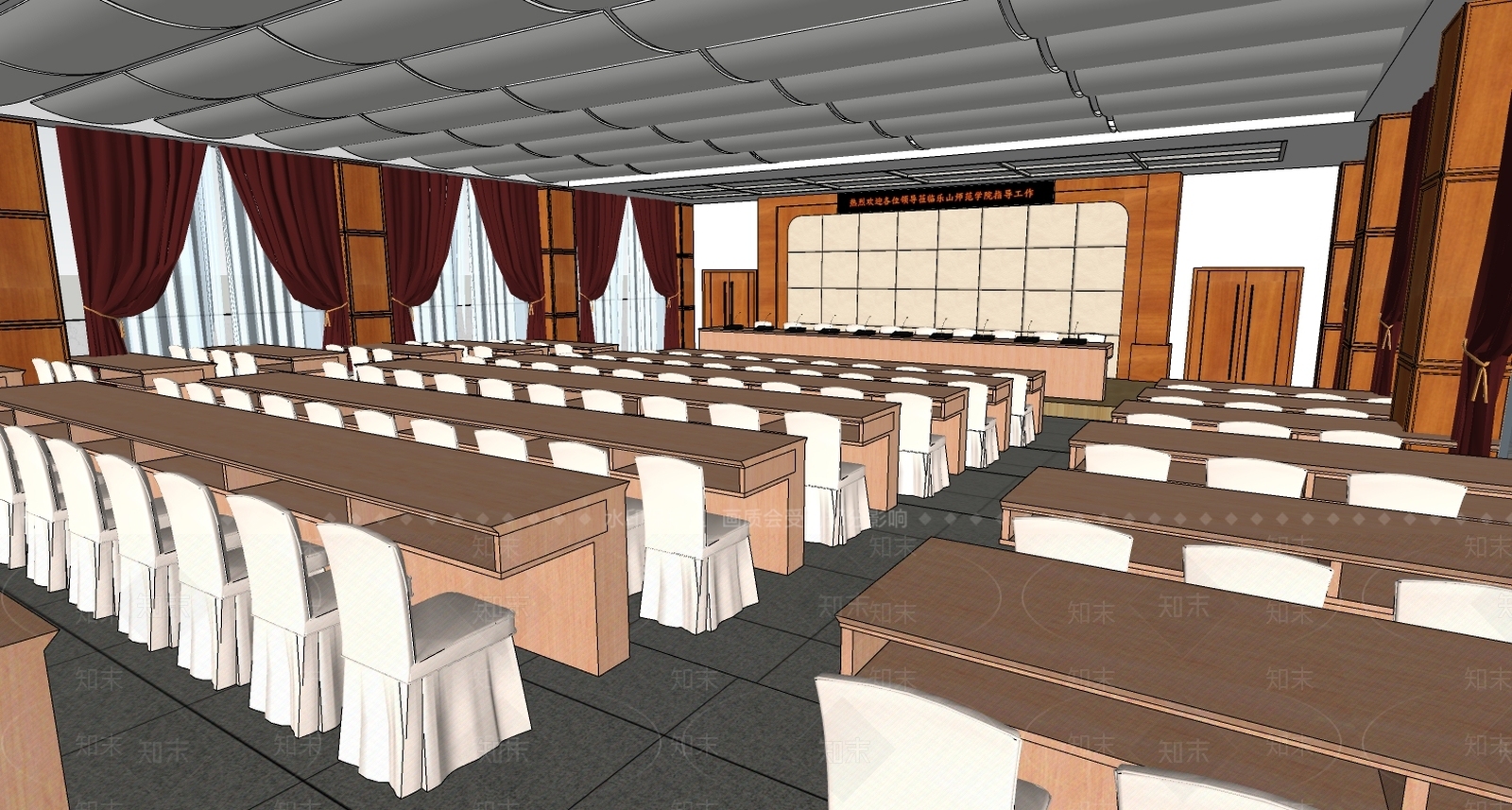 中式风格会议室SU模型下载【ID:353692270】