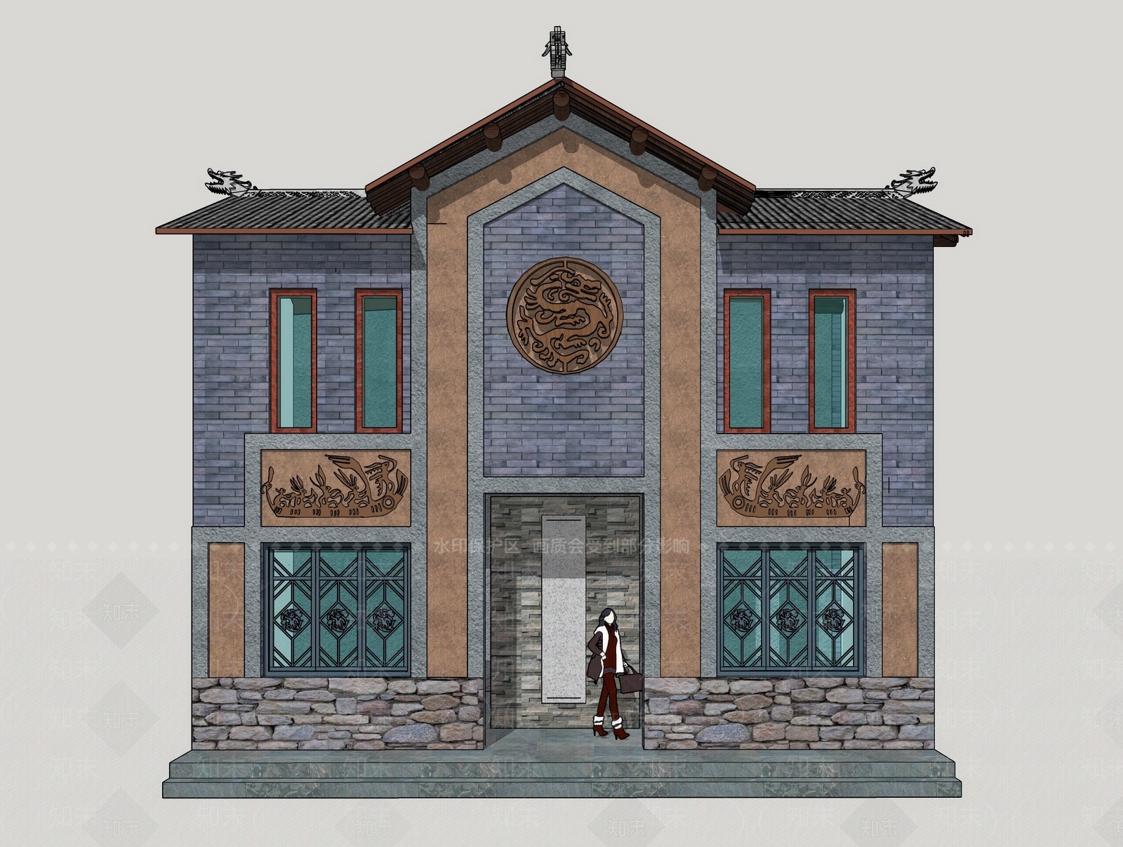 中式风格厕所SU模型下载【ID:353692795】