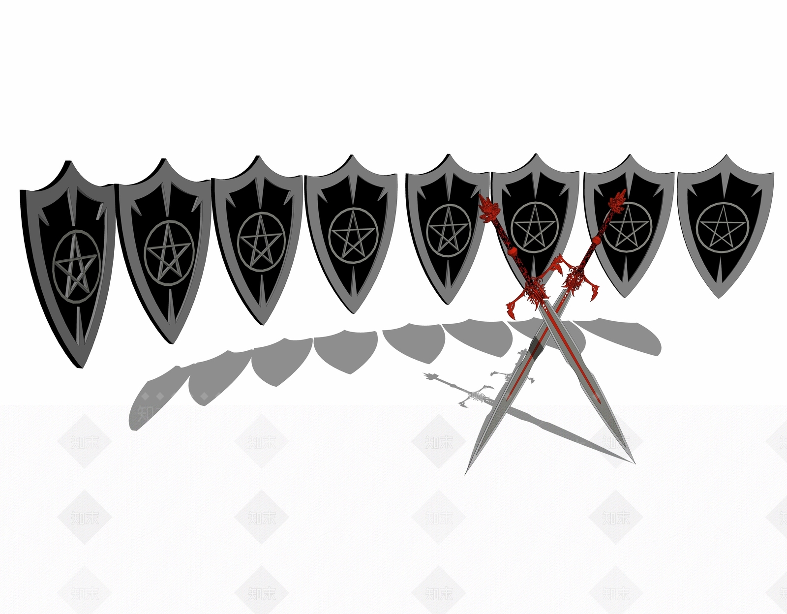 欧式风格刀剑SU模型下载【ID:853695868】