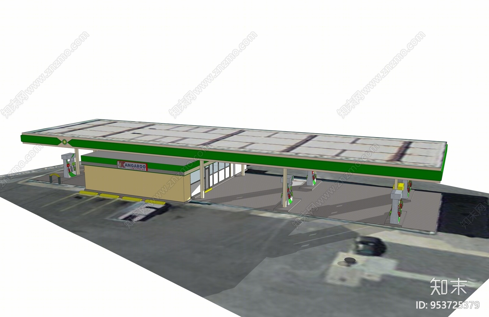 现代风格加油站SU模型下载【ID:953725379】