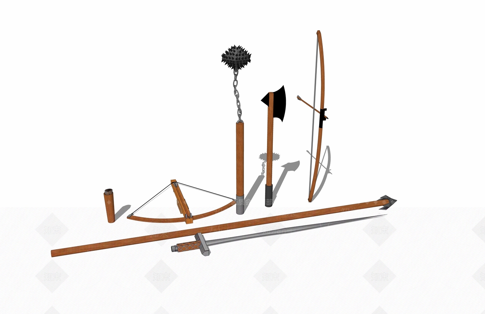 现代风格刀剑SU模型下载【ID:853726806】