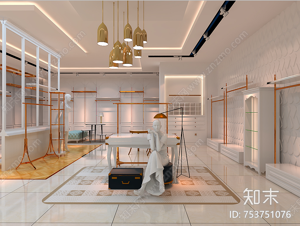 现代非雨服装服饰饰店设计施工图施工图下载【ID:753751076】