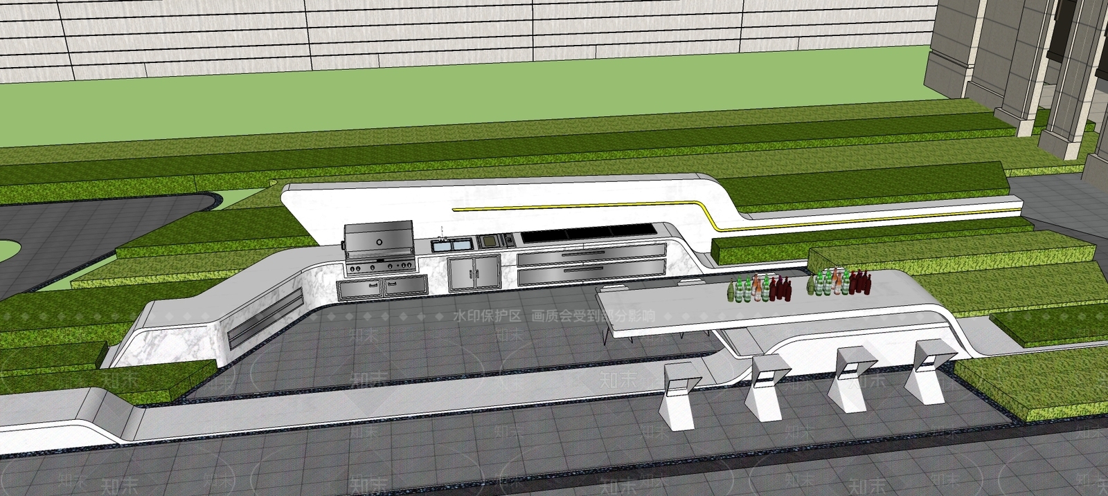 现代风格住宅景观SU模型下载【ID:553754428】