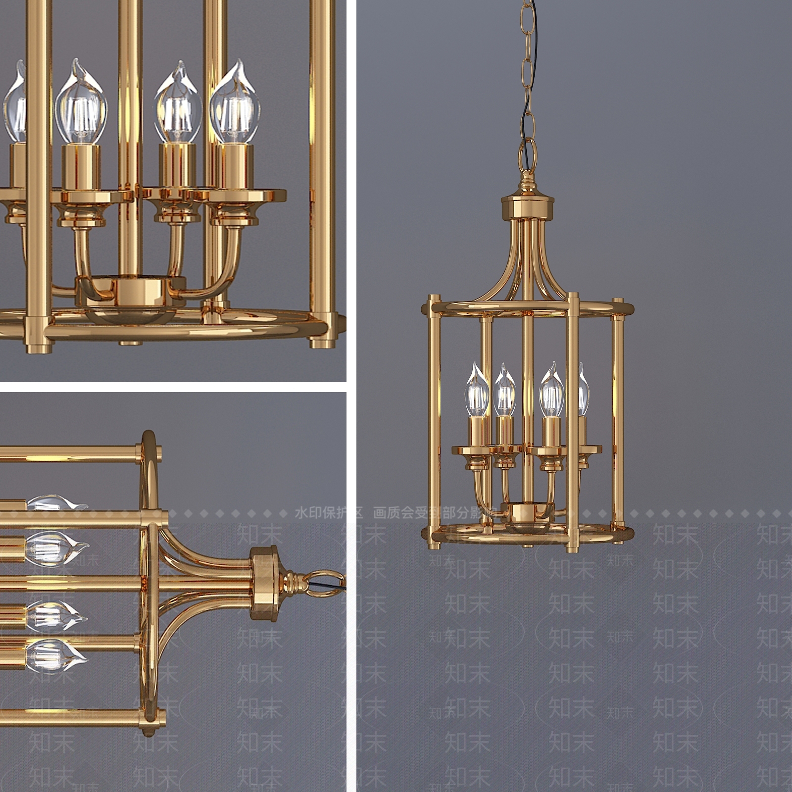欧式古典蜡烛吊灯3D模型下载【ID:553784811】