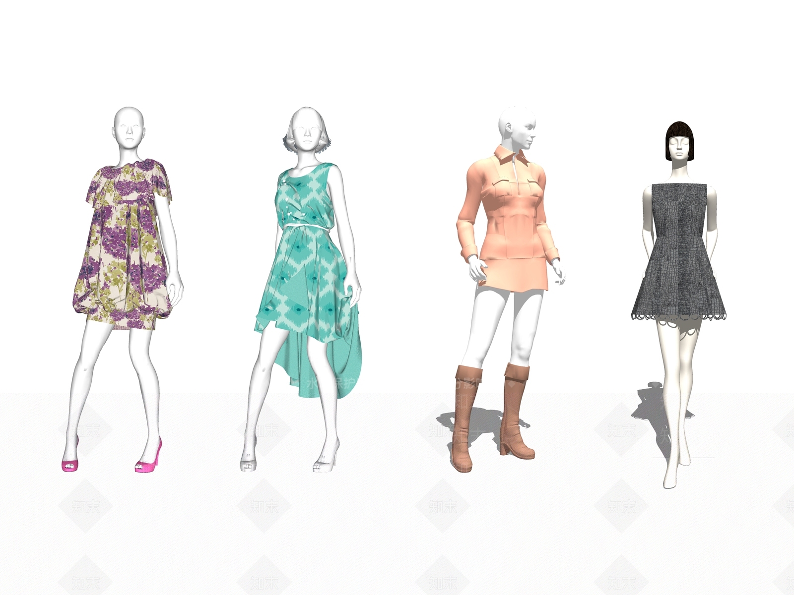 现代风格橱窗模特SU模型下载【ID:953787710】