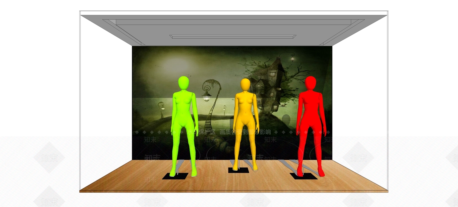 现代风格橱窗模特SU模型下载【ID:453788642】