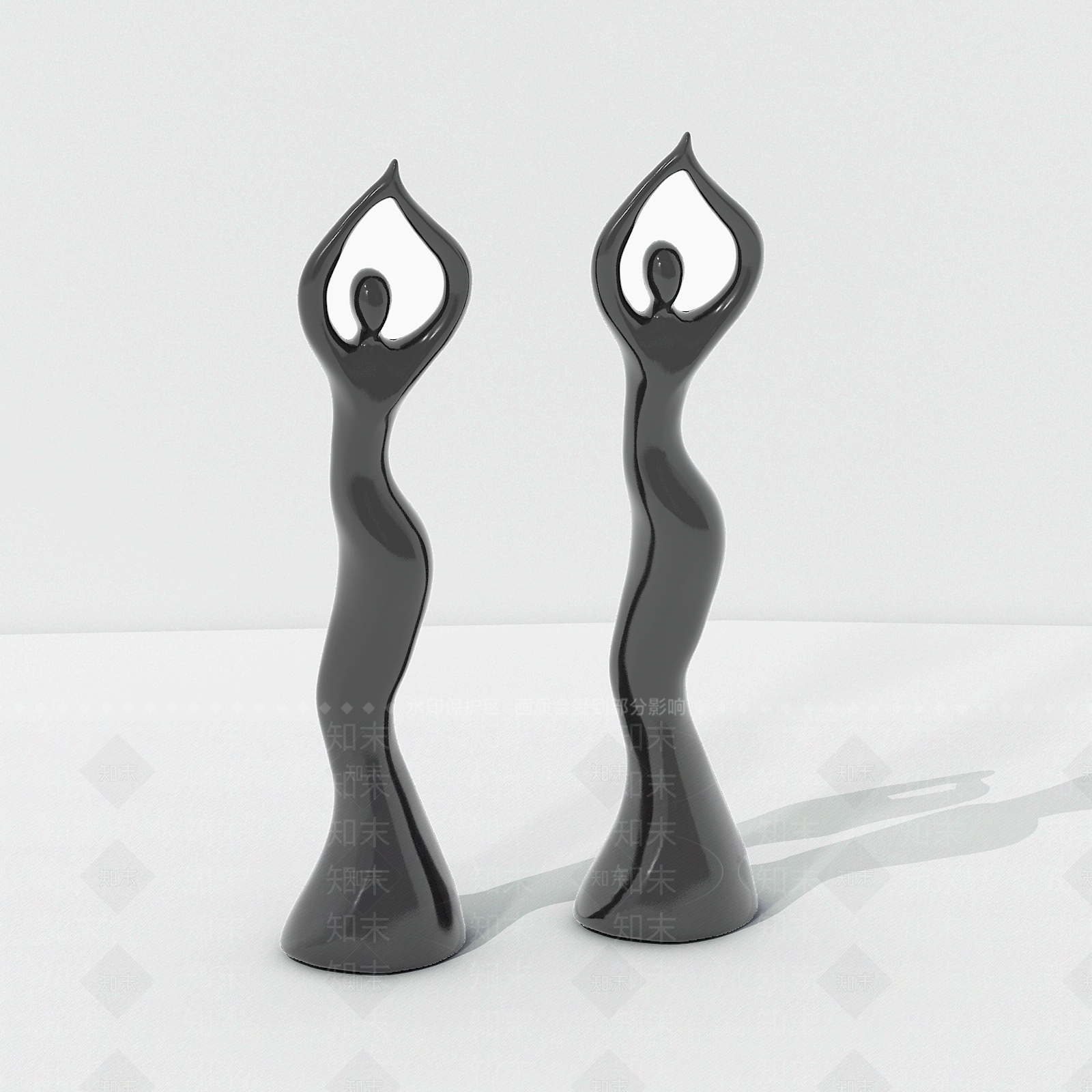 现代舞者陶瓷雕塑摆件3D模型下载【ID:653809679】