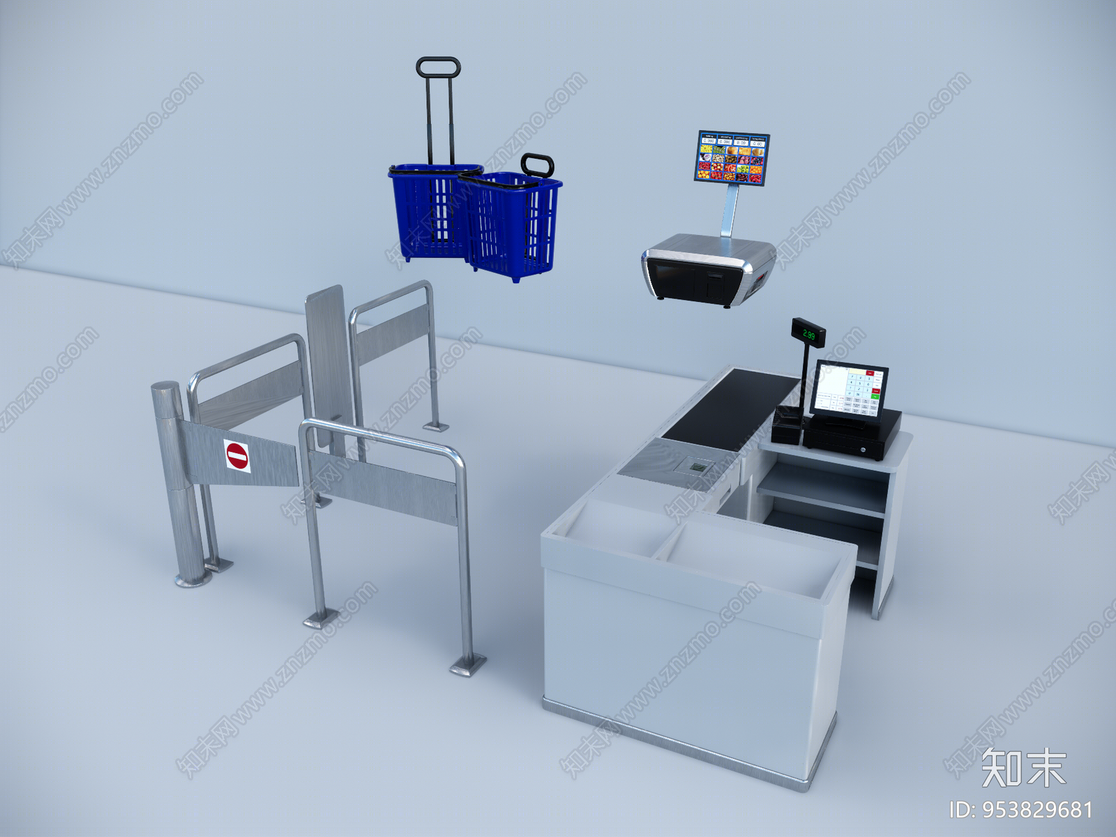 现代风格超市收银台SU模型下载【ID:953829681】