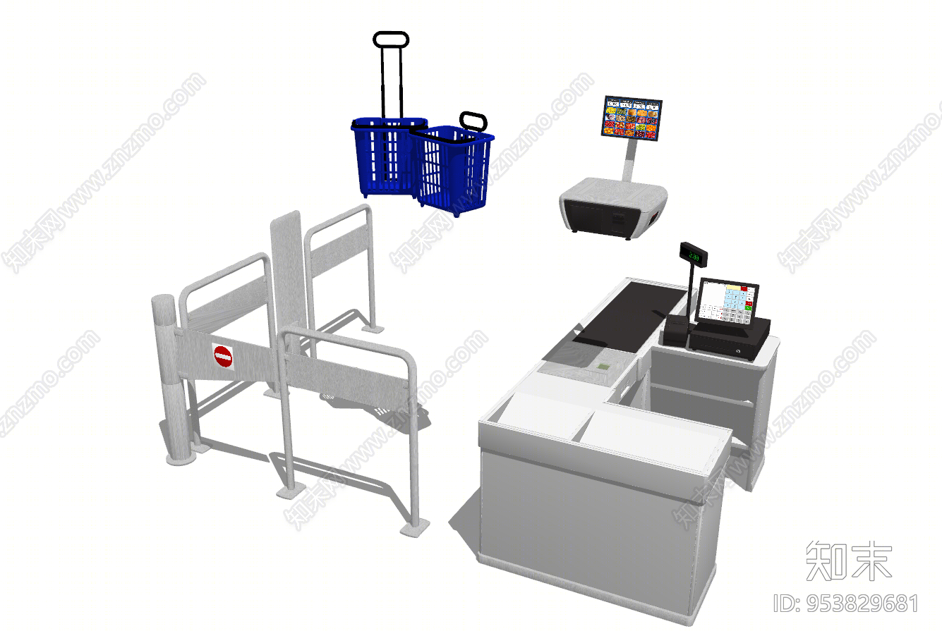 现代风格超市收银台SU模型下载【ID:953829681】