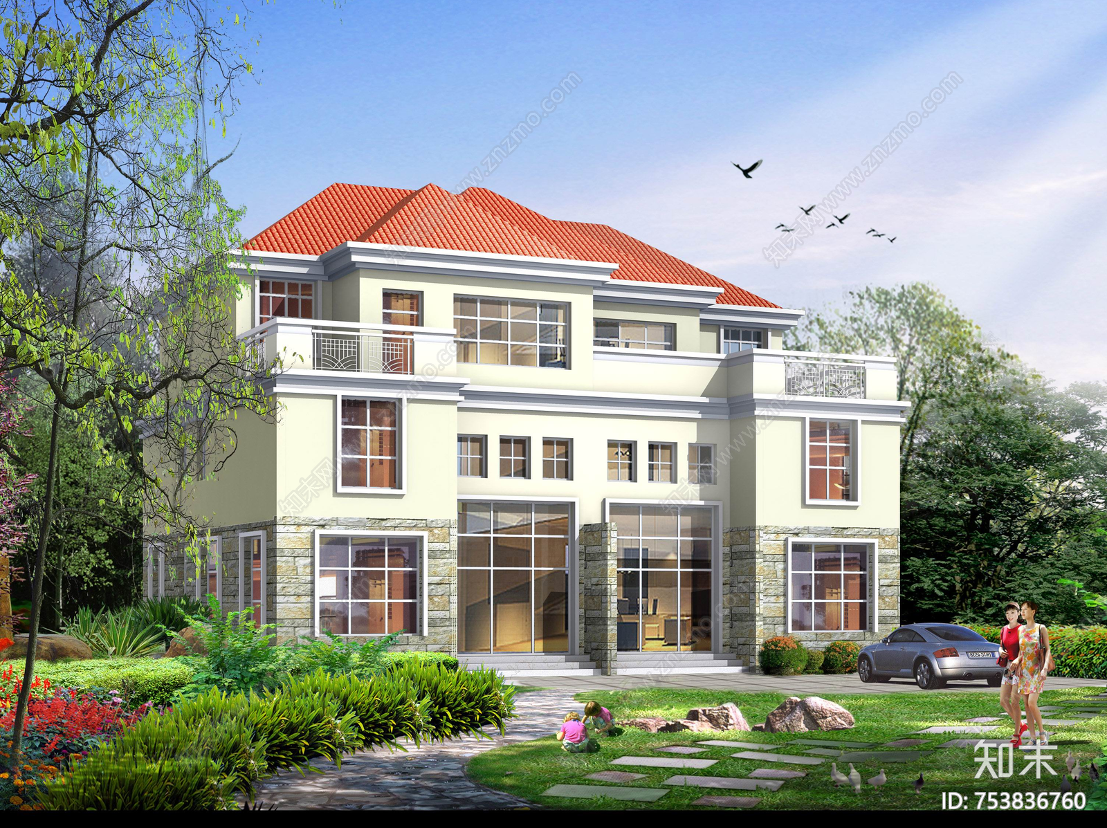 67套别墅三层可施工图图纸施工图下载【ID:753836760】