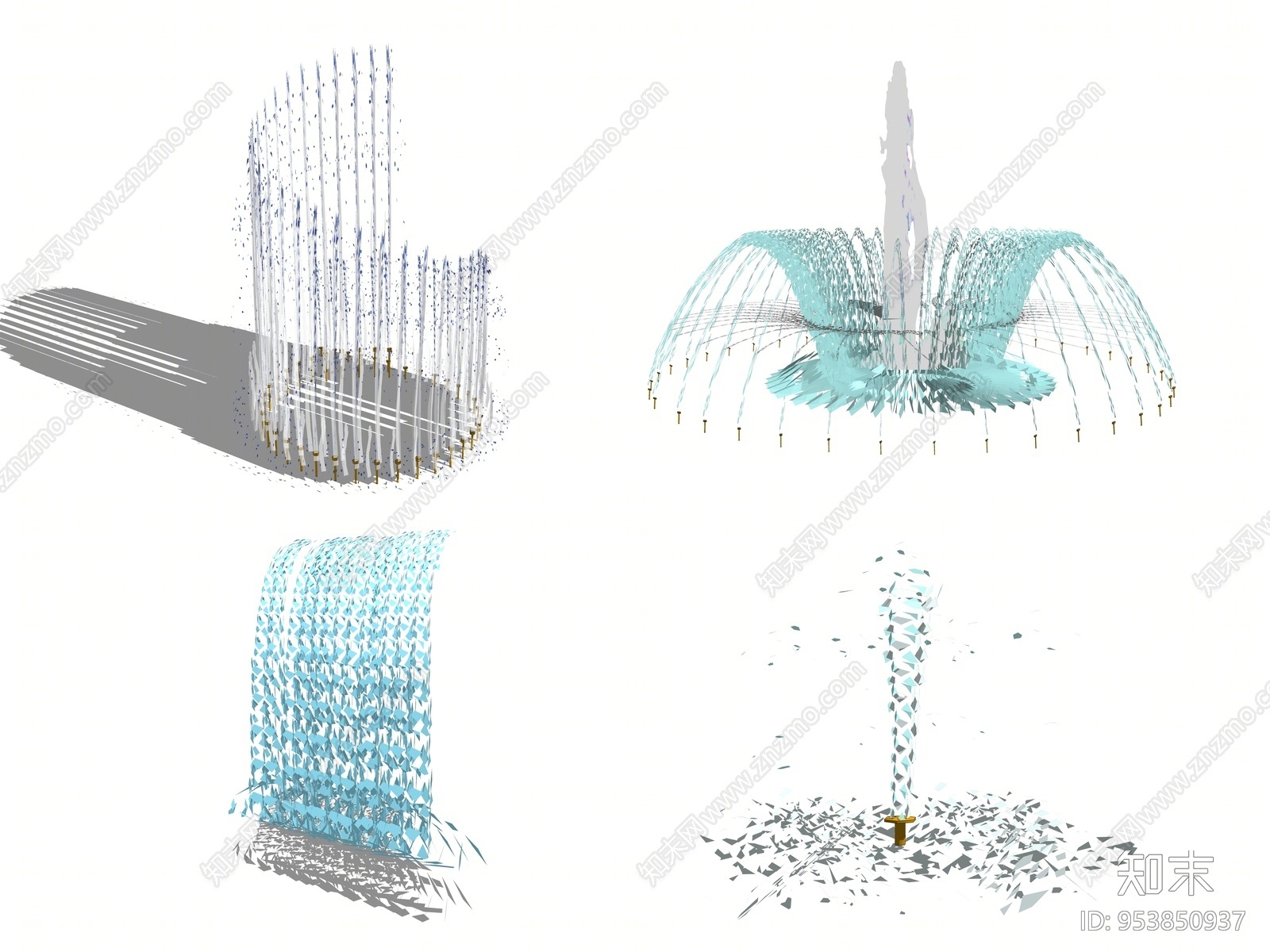 现代风格公园广场景观喷泉SU模型下载【ID:953850937】