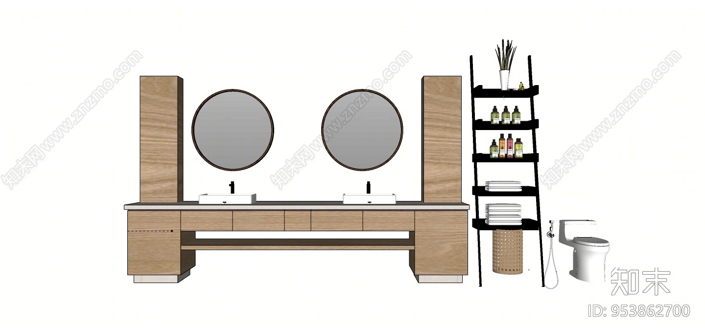 现代风格洗手台SU模型下载【ID:953862700】