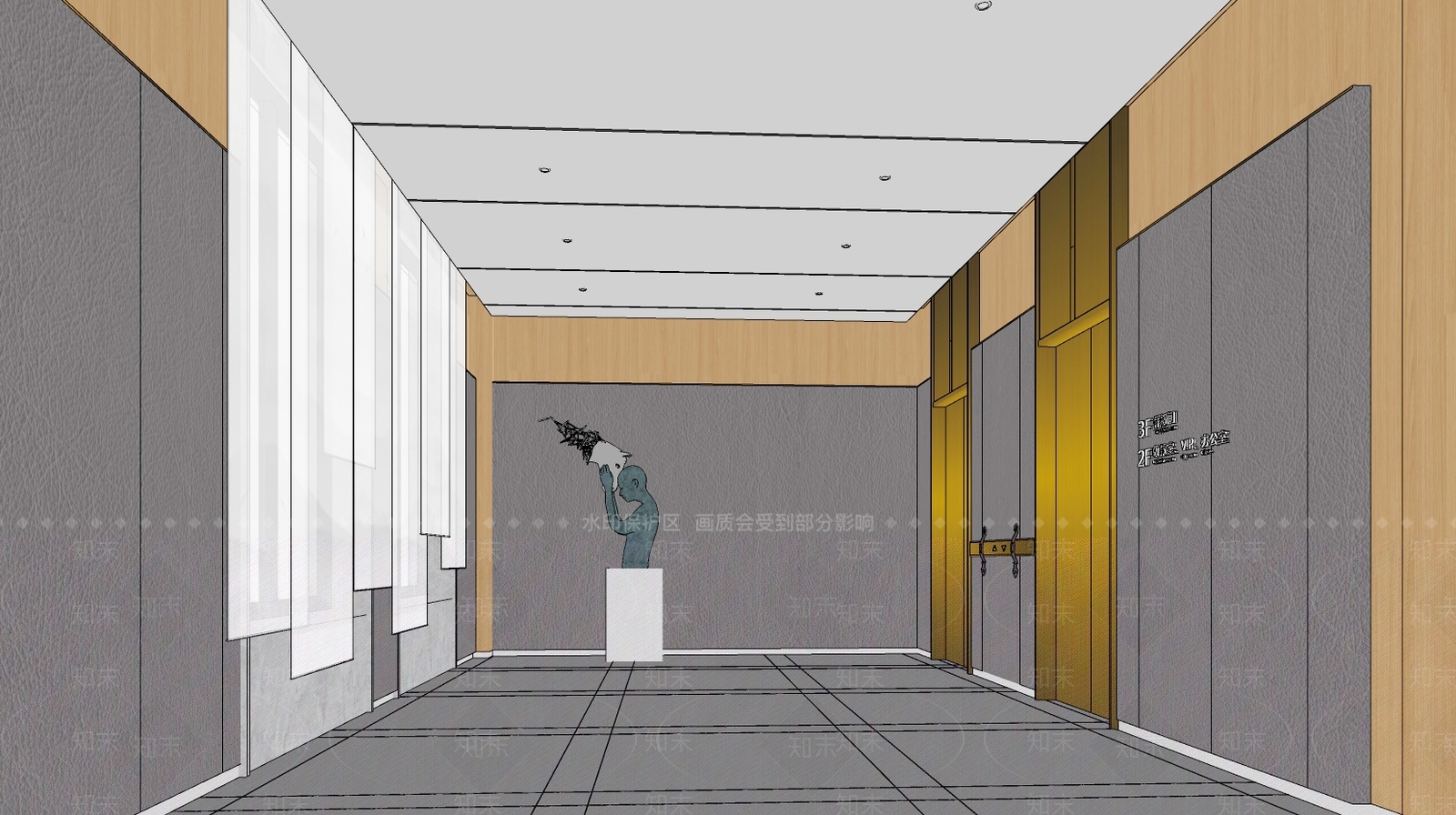 现代风格公司电梯间SU模型下载【ID:253862568】