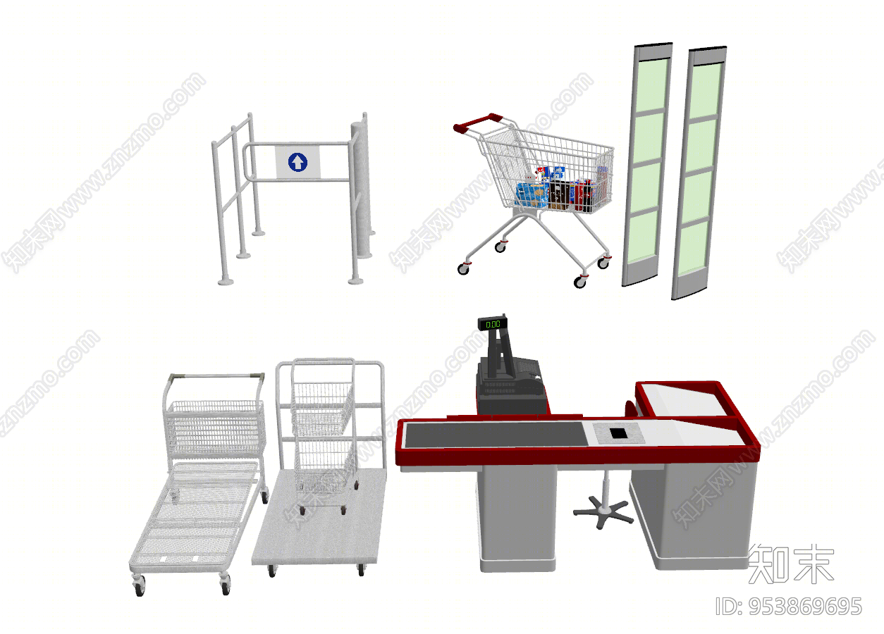 现代风格超市收银台SU模型下载【ID:953869695】
