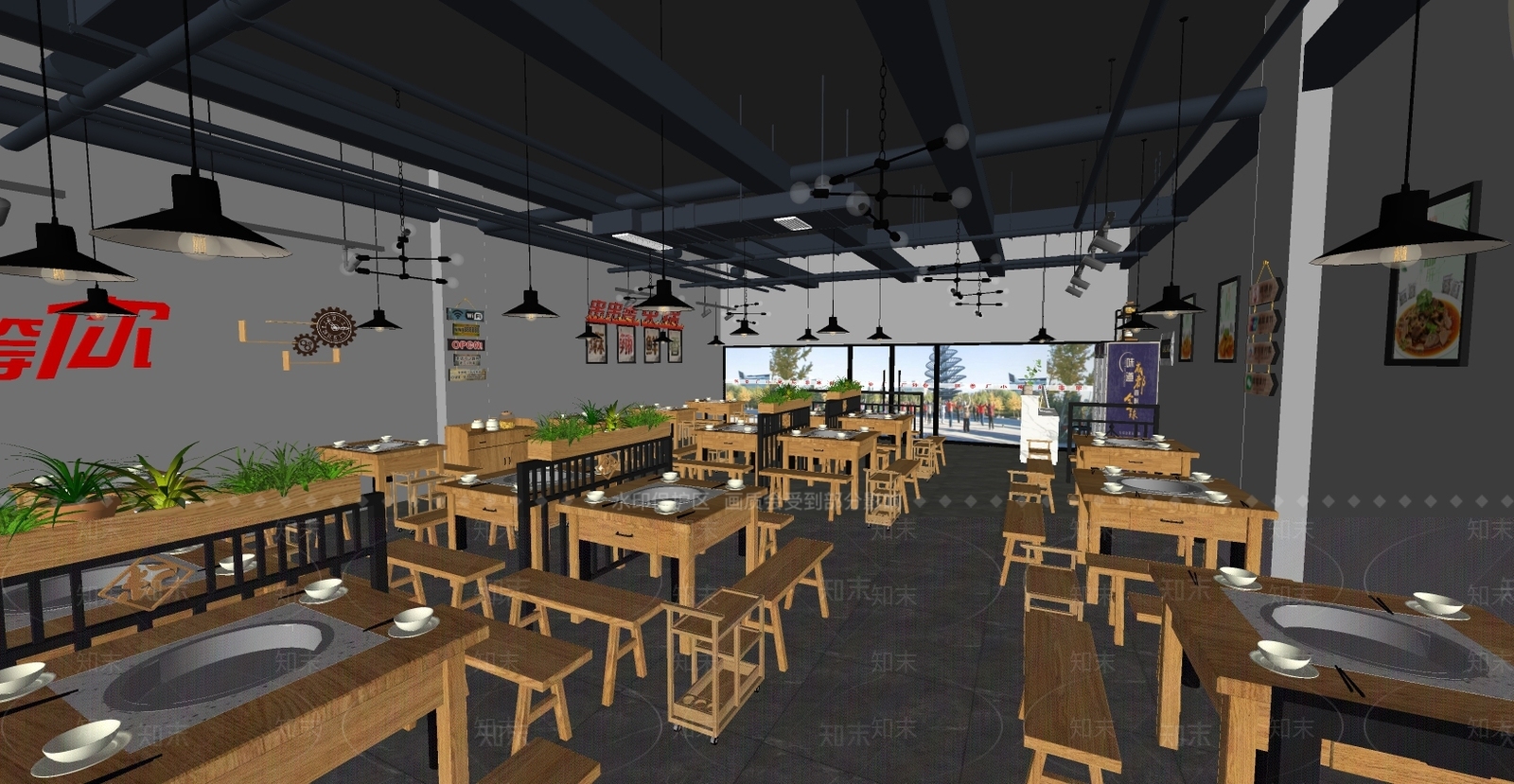 工业风格火锅店SU模型下载【ID:853878839】