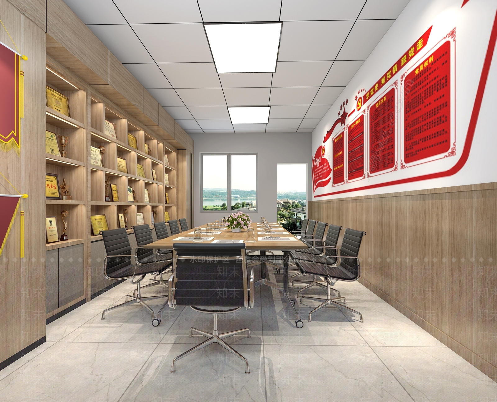 现代党建室会议室3D模型下载【ID:753897825】