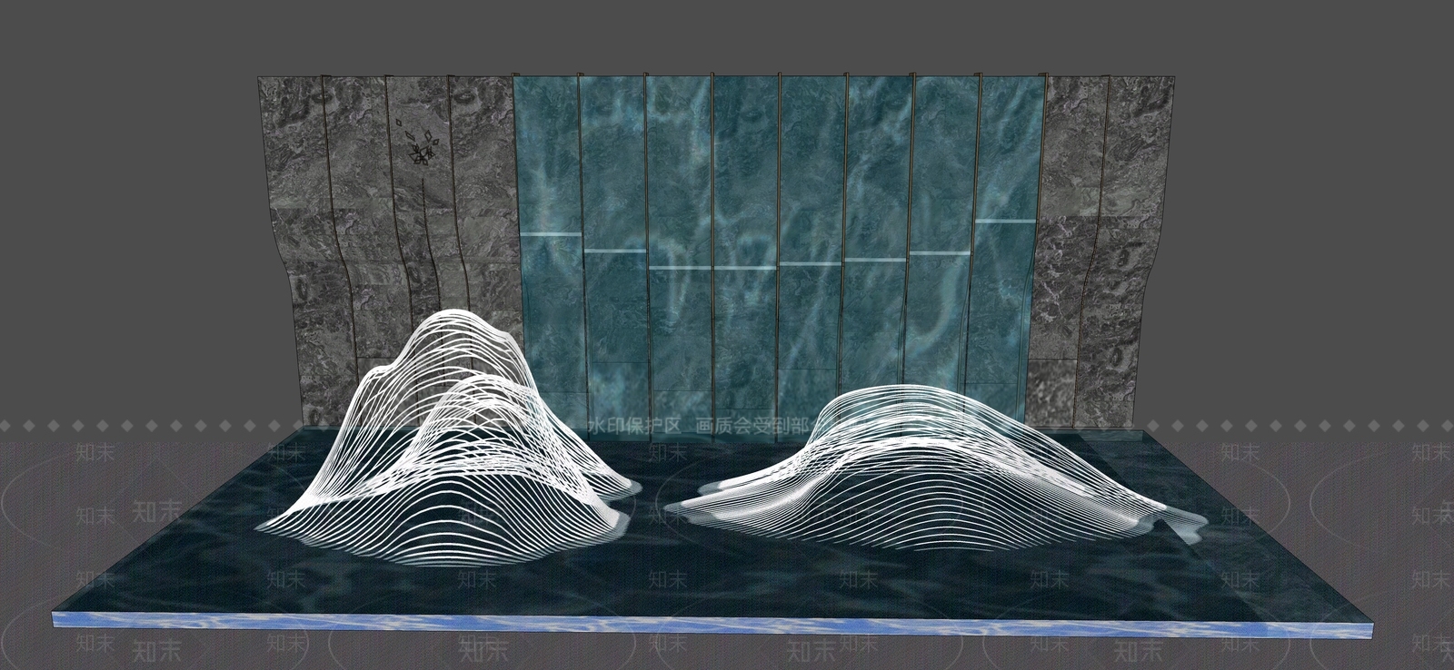 现代流水流线异形山水雕塑小品SU模型下载【ID:653910605】