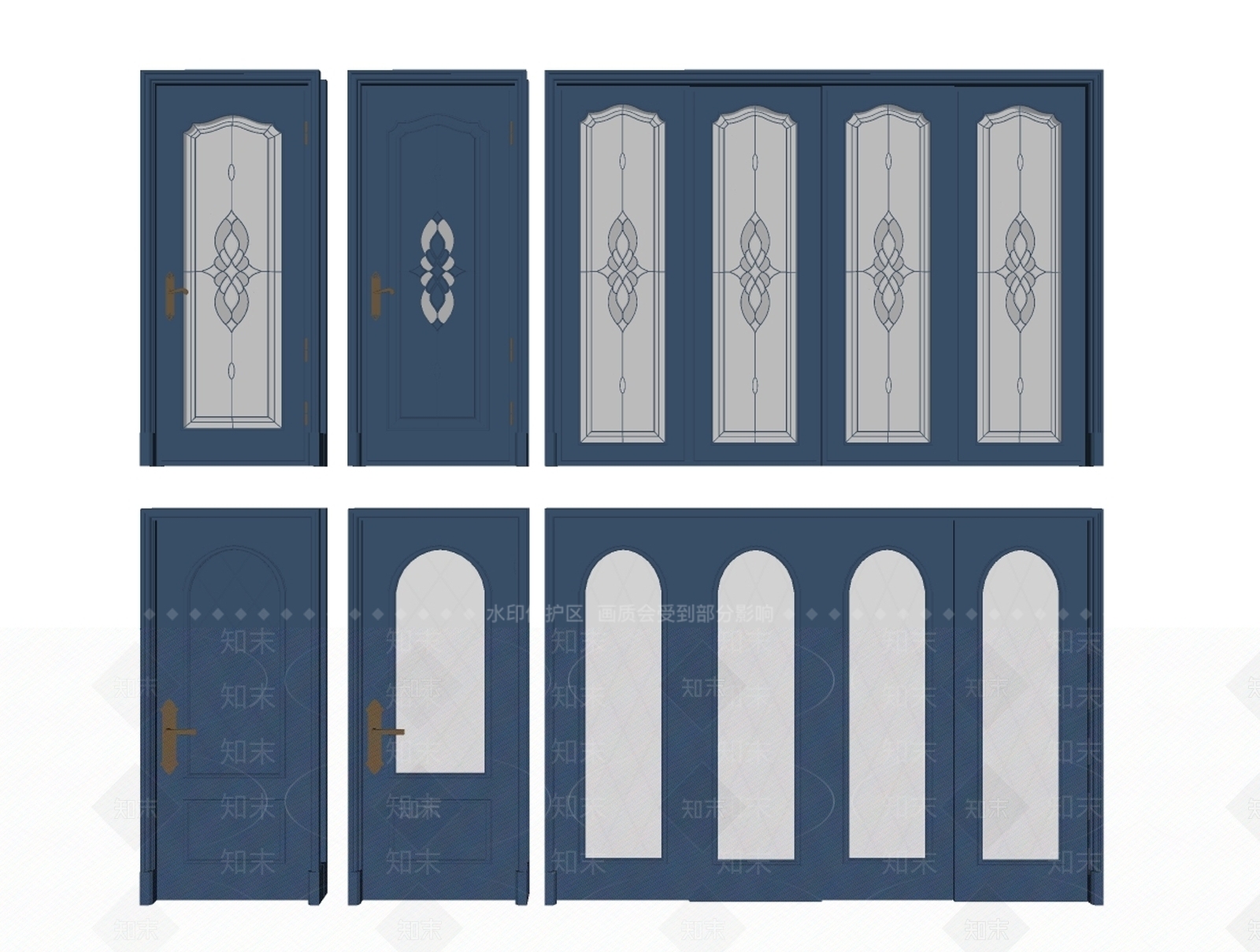 欧式风格推拉门SU模型下载【ID:253911228】