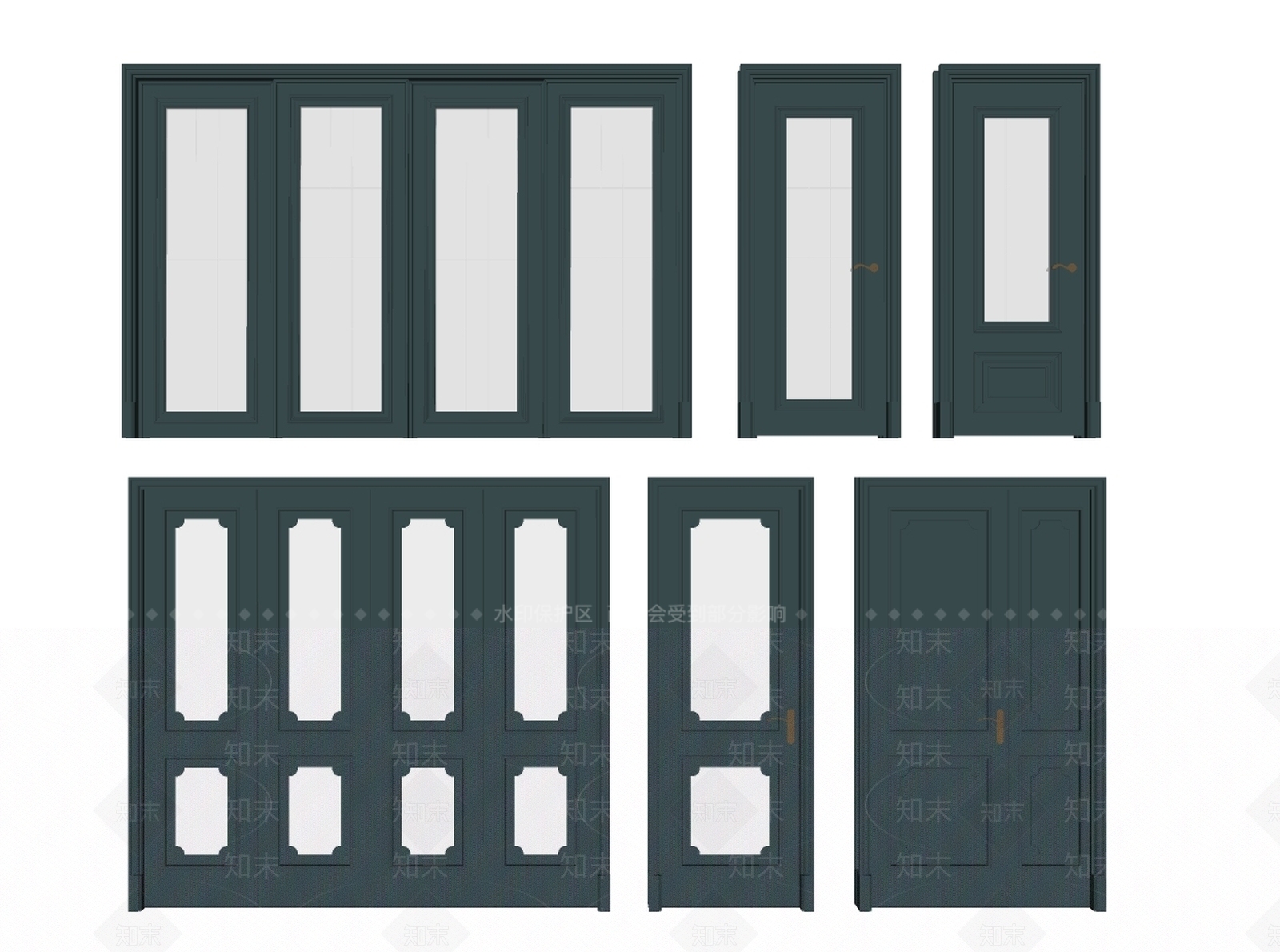 欧式风格推拉门SU模型下载【ID:253911236】