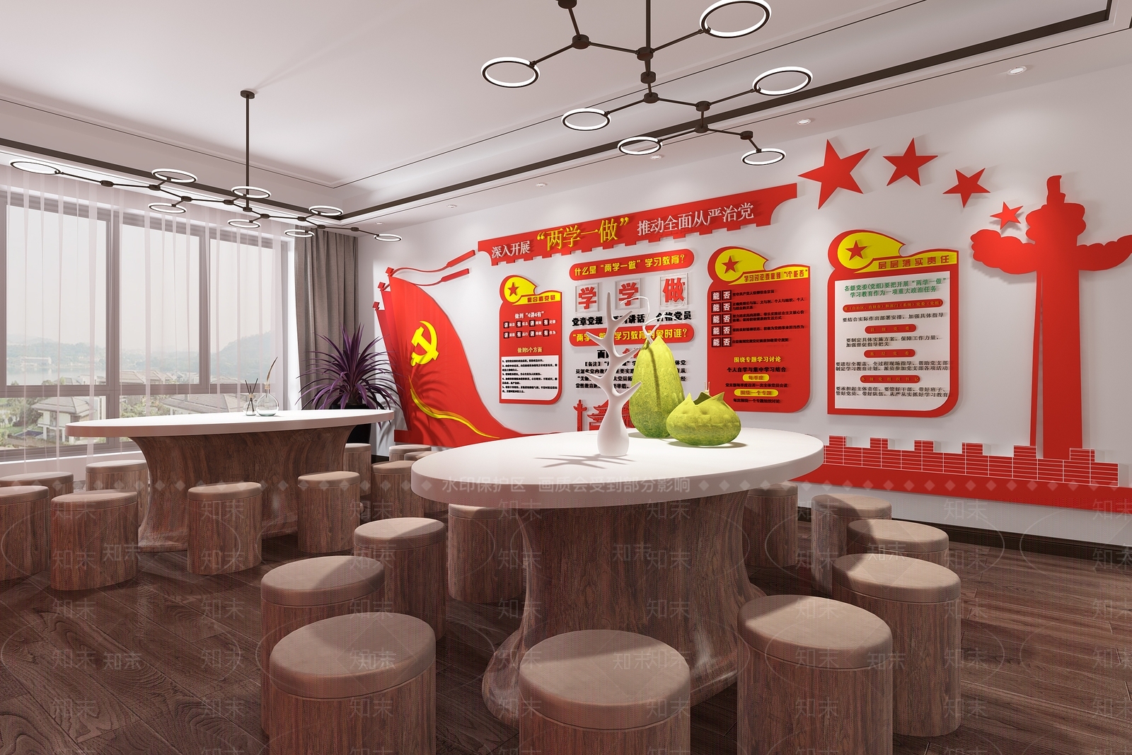 现代党建阅览参观室3D模型下载【ID:853916047】