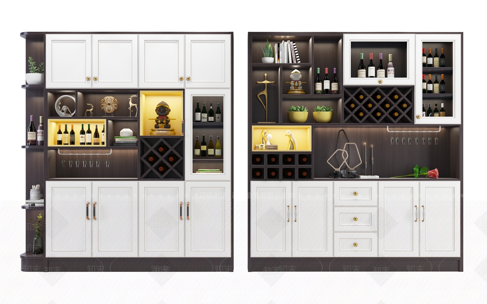现代厨房酒柜3D模型下载【ID:953920076】